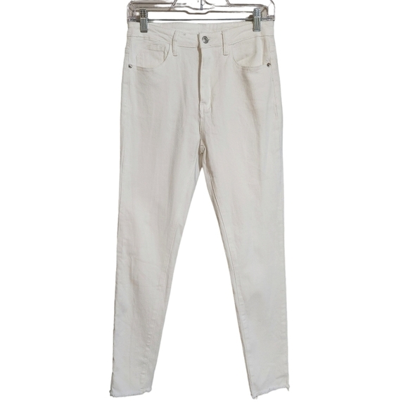 Shein White Skinny Jeans High Rise Fray Hem, sz 6 - Picture 2 of 7